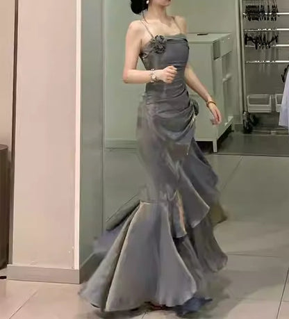 Aimishang Elegant Spaghetti Straps Mermaid Ruffles Long Prom Dress Charming Evening Party Dress Wholesale