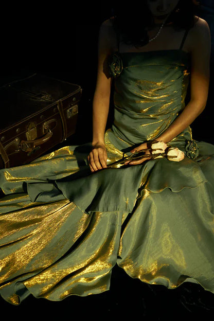 Aimishang Elegant Spaghetti Straps Mermaid Ruffles Long Prom Dress Charming Evening Party Dress Wholesale