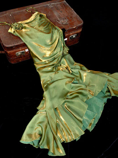 Aimishang Elegant Spaghetti Straps Mermaid Ruffles Long Prom Dress Charming Evening Party Dress Wholesale