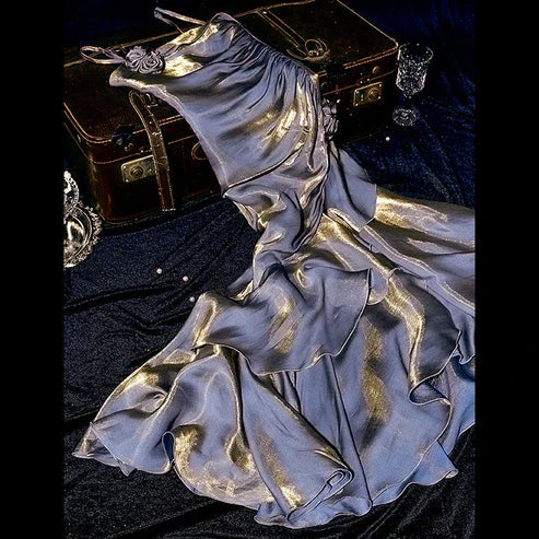 Aimishang Elegant Spaghetti Straps Mermaid Ruffles Long Prom Dress Charming Evening Party Dress Wholesale