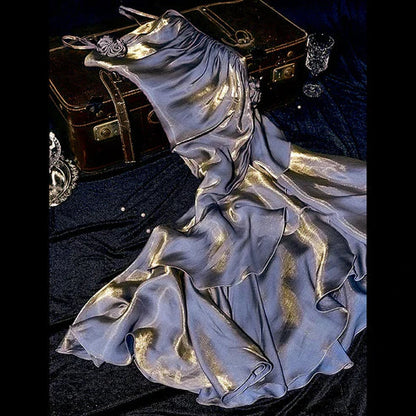 Aimishang Elegant Spaghetti Straps Mermaid Ruffles Long Prom Dress Charming Evening Party Dress Wholesale