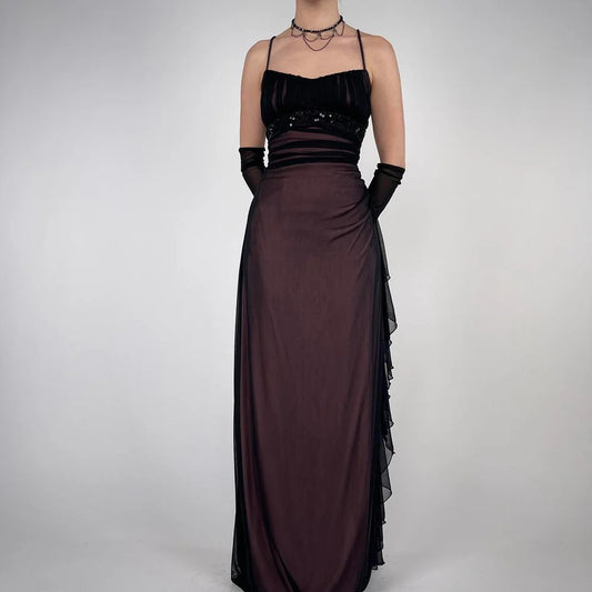 Aimishang Elegant Spaghetti Straps Sleeveless Evening Party Dress Vintage Long Formal Prom Dress No With Gloves