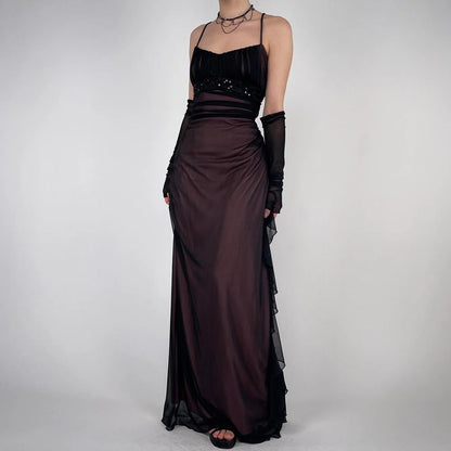 Aimishang Elegant Spaghetti Straps Sleeveless Evening Party Dress Vintage Long Formal Prom Dress No With Gloves