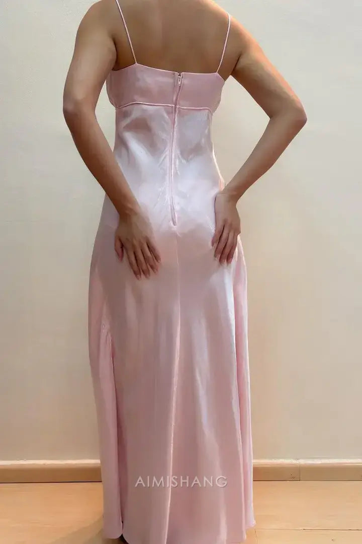 Aimishang Elegant Spaghetti Straps Sleeveless Long Formal Prom Dress Charming Evening Gown Classy Wedding Guest Party Dress