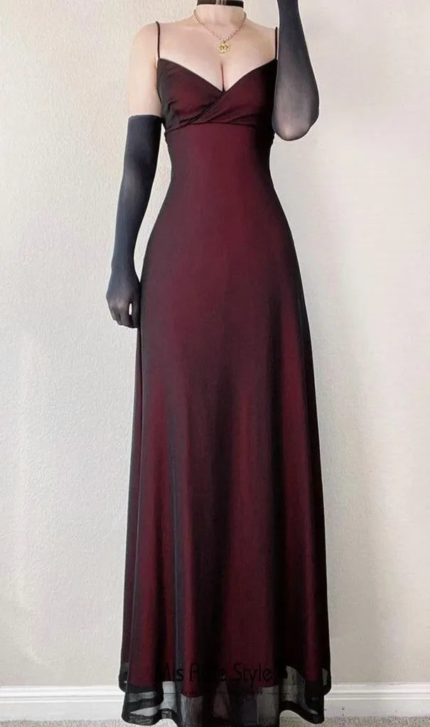 Aimishang Elegant Spaghetti Straps V-neck Sleeveless Evening Party Dress Pretty Long Formal Prom Dress