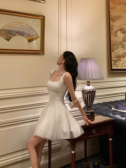Aimishang Elegant Square Neck A Line Sleeveless Short Formal Homecoming Dress Simple Graduation Party Dress
