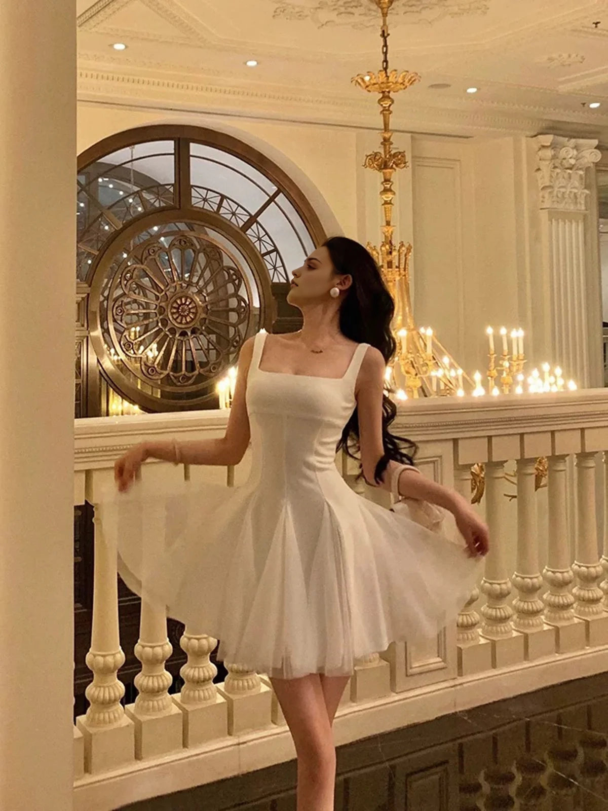 Aimishang Elegant Square Neck A Line Sleeveless Short Formal Homecoming Dress Simple Graduation Party Dress