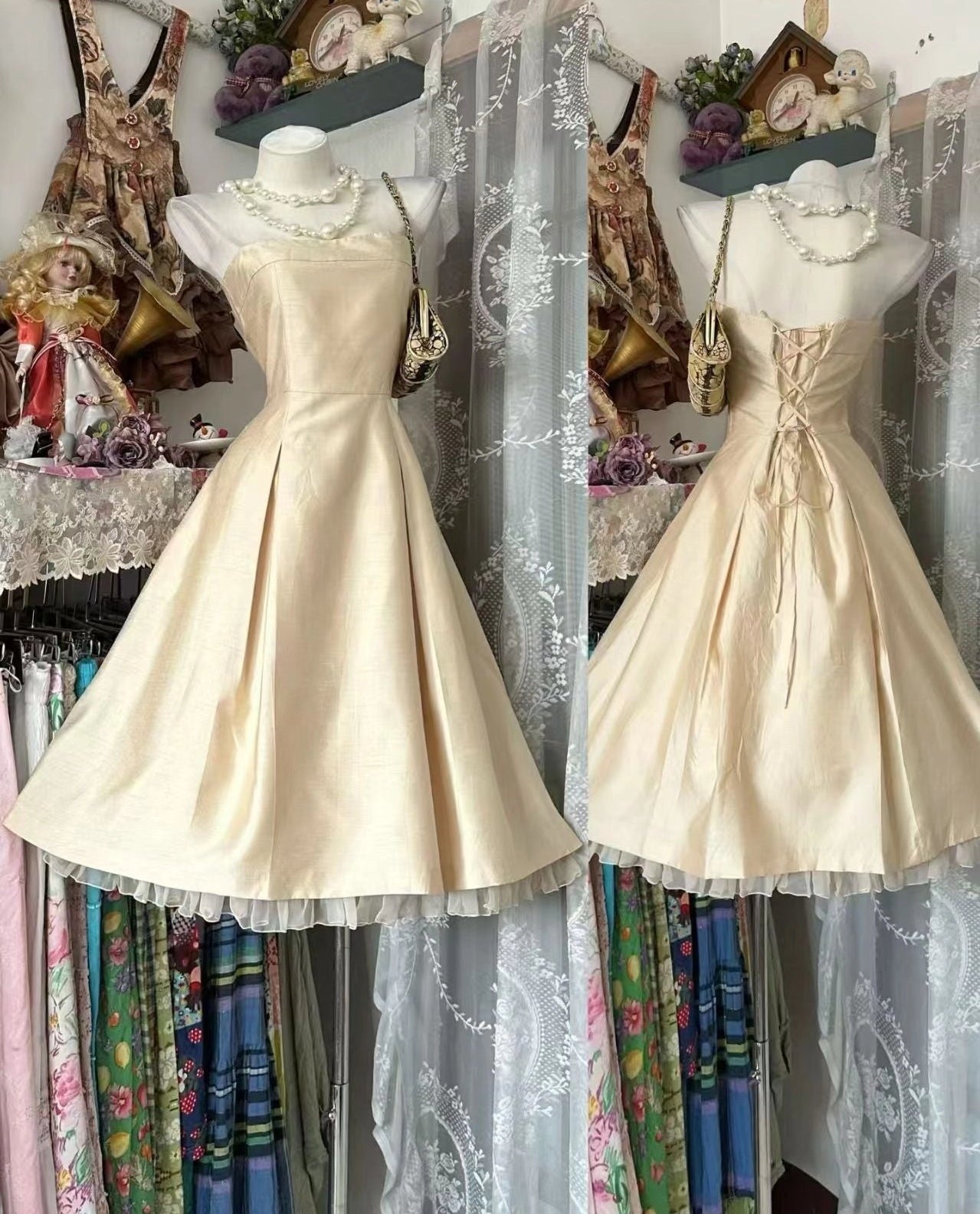 Aimishang Elegant Strapless A Line Sleeveless Formal Prom Dress Classy Wedding Guest Party Dress