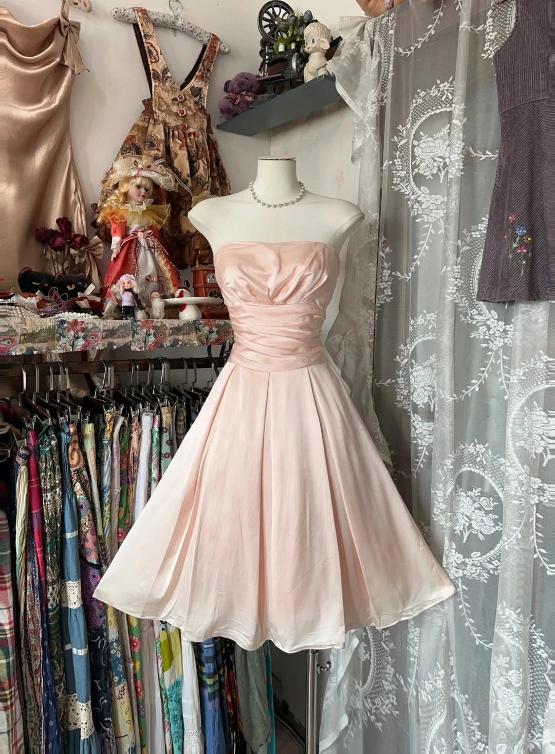 Aimishang Elegant Strapless A Line Sleeveless Homecoming Dress Summer Graduation Party Dress