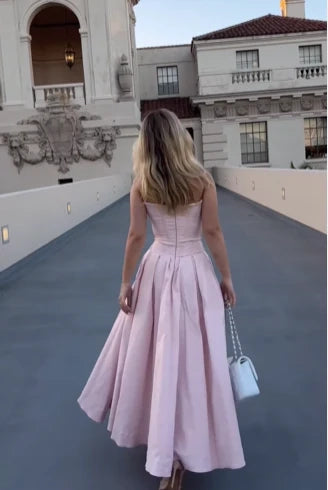 Aimishang Elegant Strapless A Line Sleeveless Party Evening Gown Lovely Long Formal Prom Dress