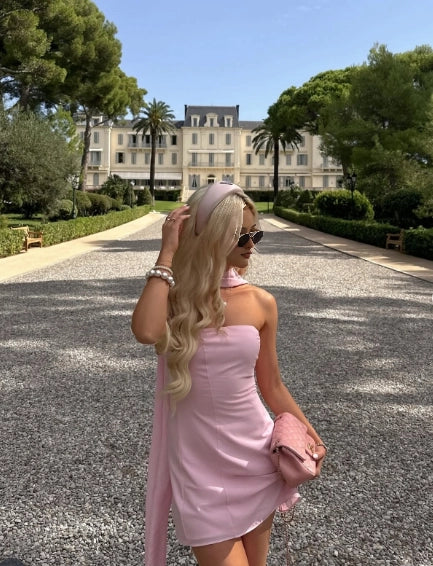 Aimishang Elegant Strapless Sheath Sleeveless Short Formal Party Dress Cute Mini Birthday Homecoming Dress