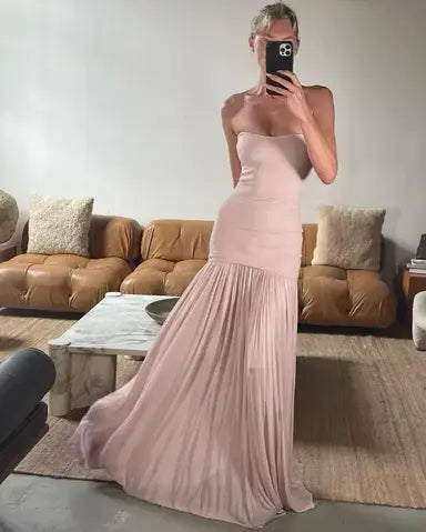 Aimishang Elegant Strapless Sleeveless Party Evening Gown Fashion Long Formal Prom Dress