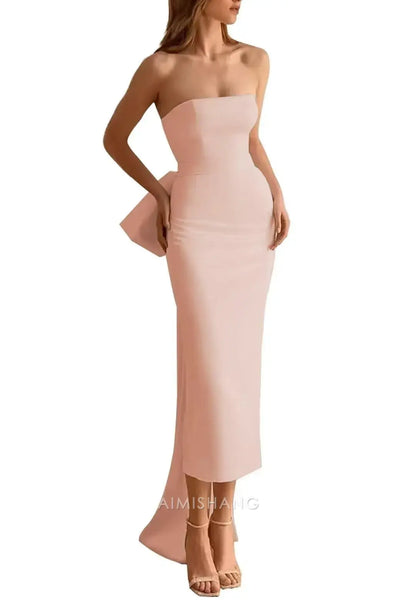 Aimishang Elegant Strapless Sleeveless Wedding Dress Lovely Party Dress Charming Bridal Gown With Bow