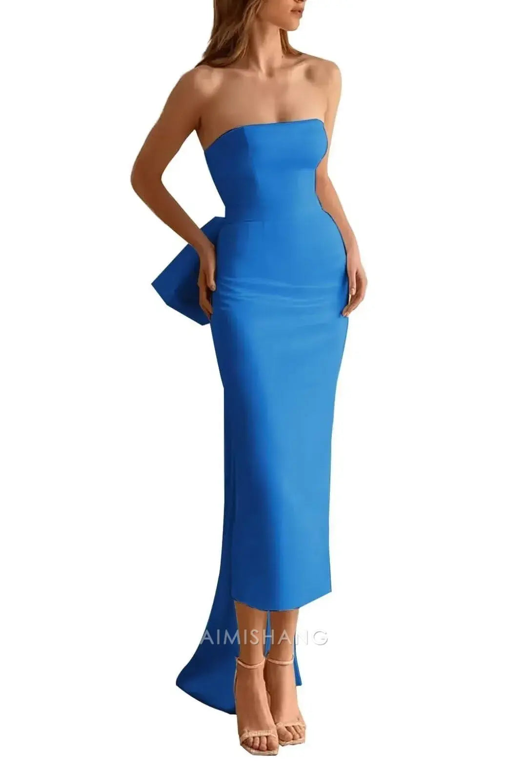 Aimishang Elegant Strapless Sleeveless Wedding Dress Lovely Party Dress Charming Bridal Gown With Bow