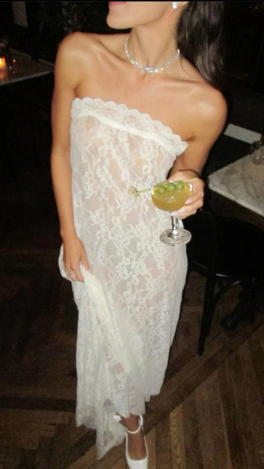 Aimishang Elegant Strapless Unique Lace Long Prom Dress Charming Evening Party Dress Formal Dress Wholesale