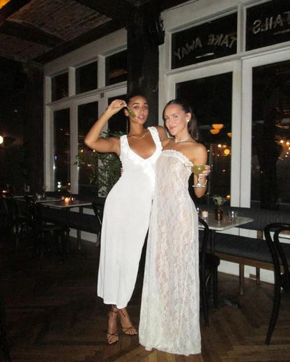 Aimishang Elegant Strapless Unique Lace Long Prom Dress Charming Evening Party Dress Formal Dress Wholesale