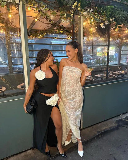 Aimishang Elegant Strapless Unique Lace Long Prom Dress Charming Evening Party Dress Formal Dress Wholesale