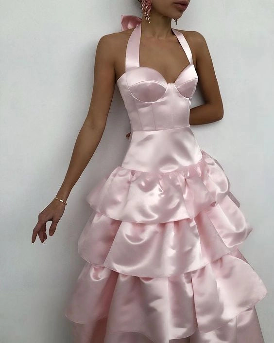 Aimishang Elegant Straps A line Sweetheart Neck Sleeveless Tiered Party Evening Gown Lovely Graduation Dress With Slit