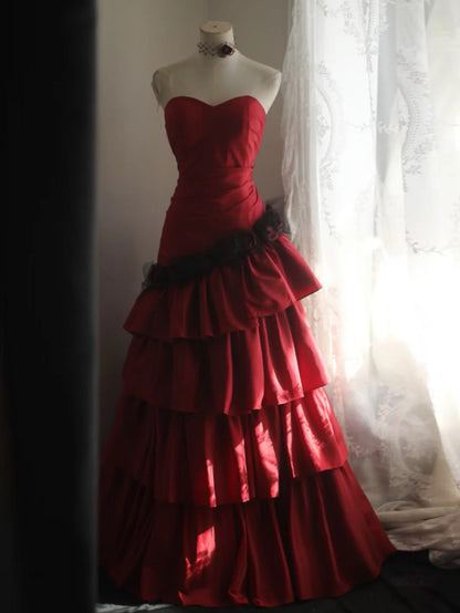 Aimishang Elegant Sweetheart Neck A Line Strapless Ruffles Long Evening Gown Classy Formal Prom Dress