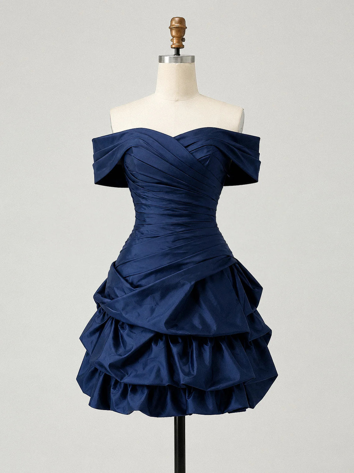 Aimishang Elegant Sweetheart Off Shoulder Blue Satin Lace Up Back Short Summer Homecoming Dress