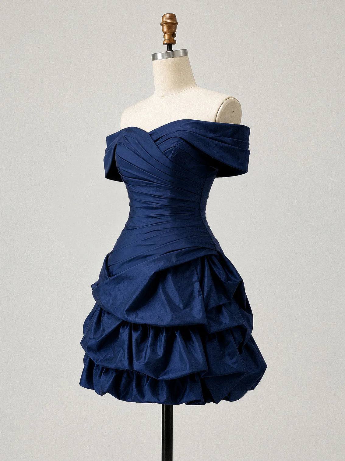 Aimishang Elegant Sweetheart Off Shoulder Blue Satin Lace Up Back Short Summer Homecoming Dress