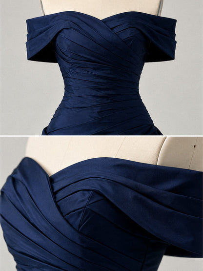 Aimishang Elegant Sweetheart Off Shoulder Blue Satin Lace Up Back Short Summer Homecoming Dress