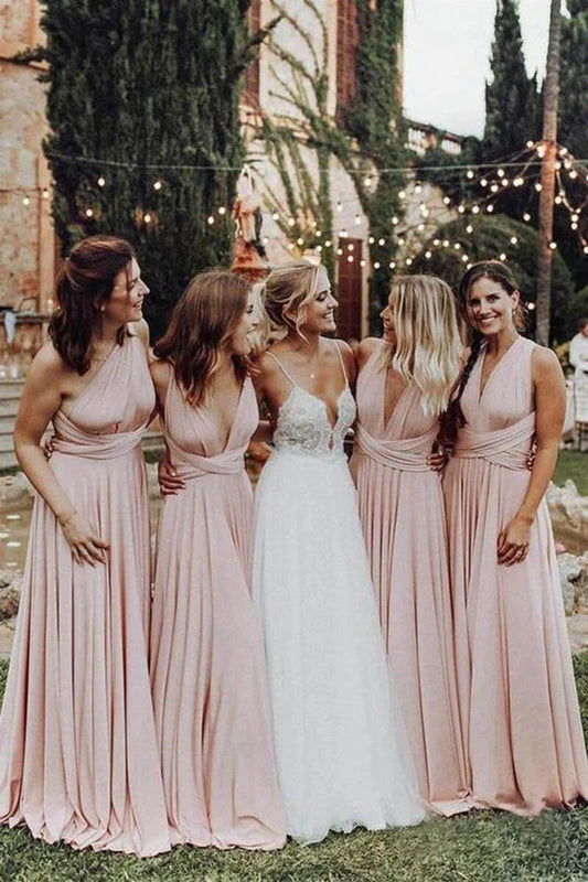 Aimishang Elegant V-neck Chiffon Long Bridesmaid Dress Charming Evening Party Dress