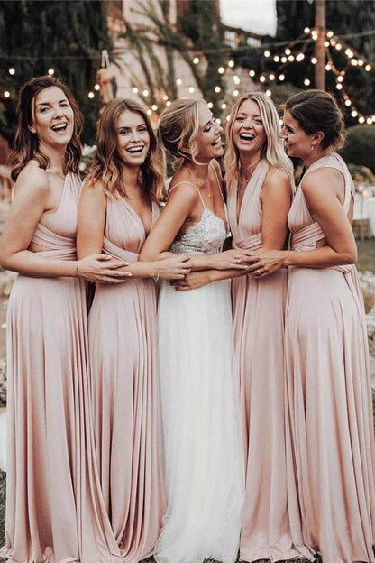 Aimishang Elegant V-neck Chiffon Long Bridesmaid Dress Charming Evening Party Dress