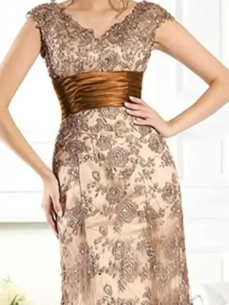 Aimishang Elegant V Neck Mother of the Bride Dress Floor Length Formal Dress Chic Wedding Guest Dress