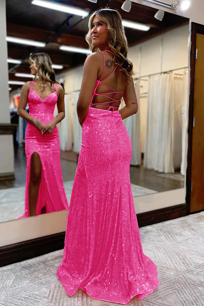 Wholesale Prom Dress Mermaid Spaghetti Straps Lace Up-Corset With Split