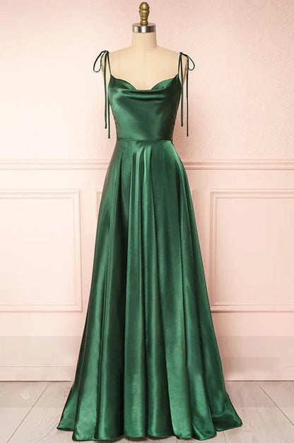 Wholesale Sweet A-line Evening Dress Cowl Neck Silk Long Prom Dress