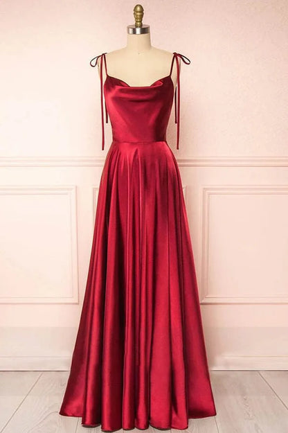 Wholesale Sweet A-line Evening Dress Cowl Neck Silk Long Prom Dress