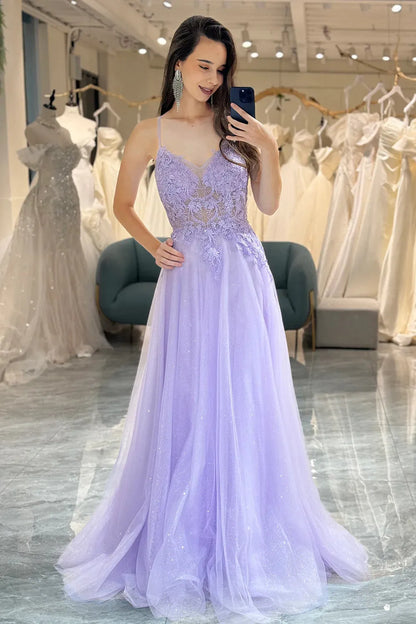 Wholesale A Line Spaghetti Straps Prom Dress With Appliques