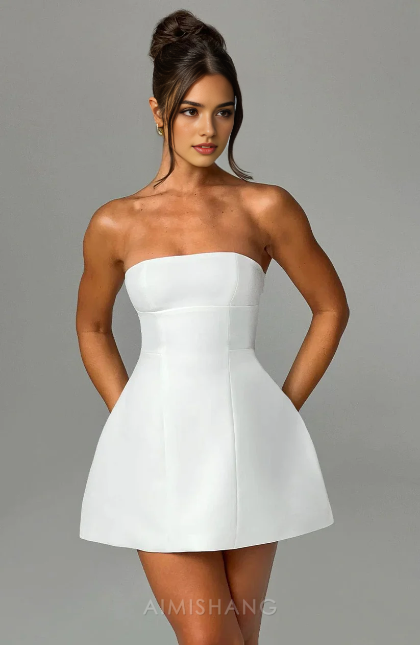 Aimishang Fashion A Line Strapless Mini Dress Simple Homecoming Dress Short Graduation Dress Lovely Birthday Party Dress