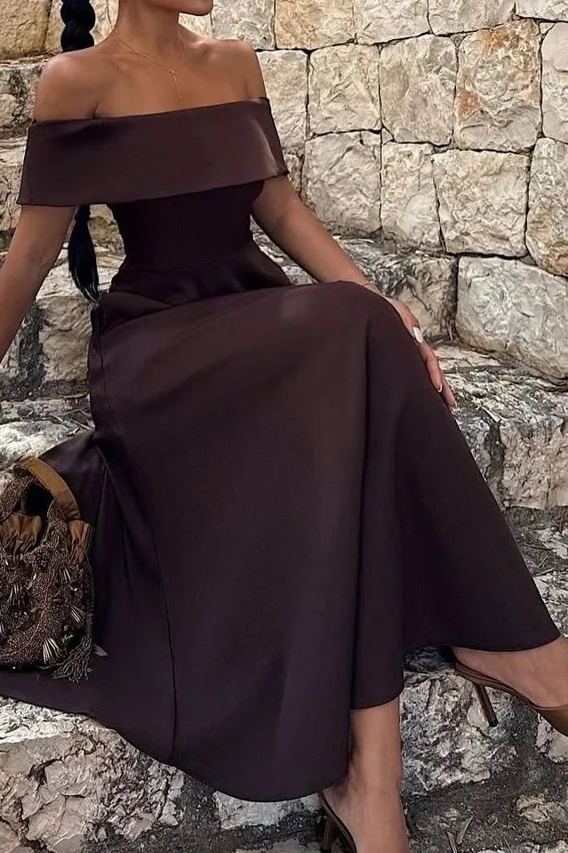 Aimishang Elegant Off-Shoulder A-Line Long Formal Prom Dress Fashion Wedding Guest Party Dress