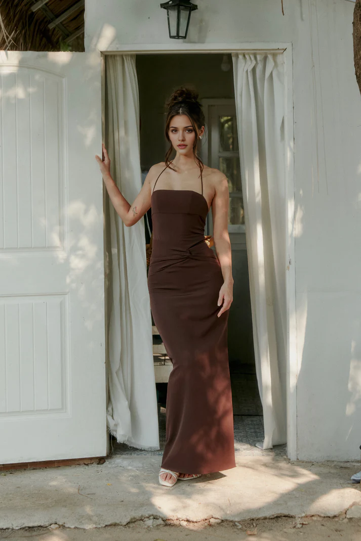 Aimishang Fashion Sheath Halter Sleeveless Long Prom Dress Simple Evening Party Dress Elegant Vacation Beach Dress