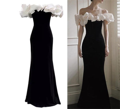 Aimishang Fashion Sheath Off Shoulder Long Prom Dress Chic Evening Dress Elegant Birthday Party Dress
