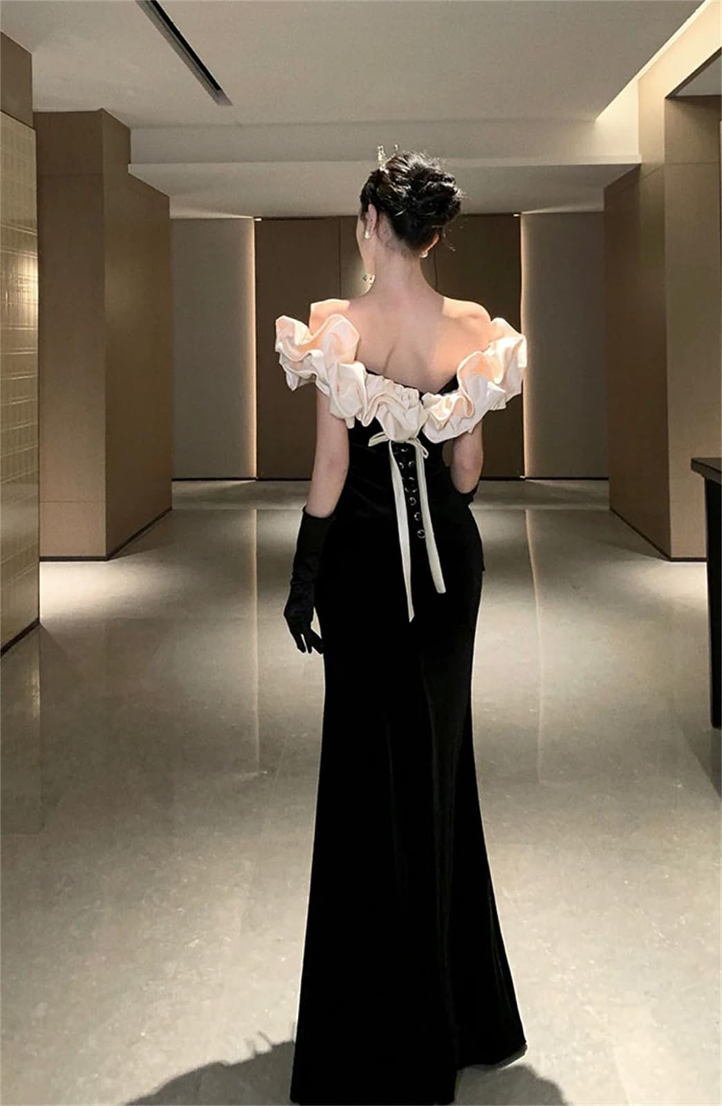Aimishang Fashion Sheath Off Shoulder Long Prom Dress Chic Evening Dress Elegant Birthday Party Dress