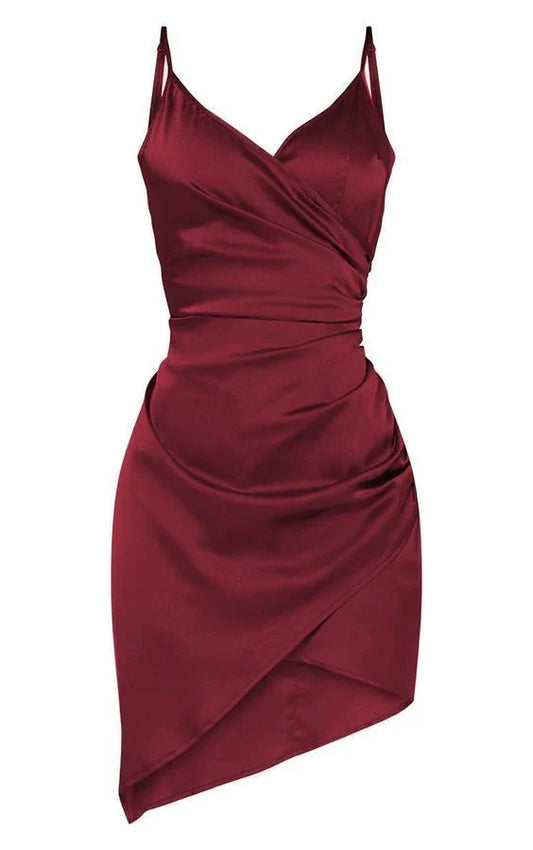 Aimishang Fashion Sheath Spaghetti Straps Satin Cocktail Dresses Simple Homecoming Dress Elegant Birthday Party Dress