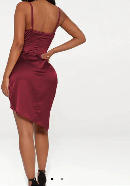 Aimishang Fashion Sheath Spaghetti Straps Satin Cocktail Dresses Simple Homecoming Dress Elegant Birthday Party Dress