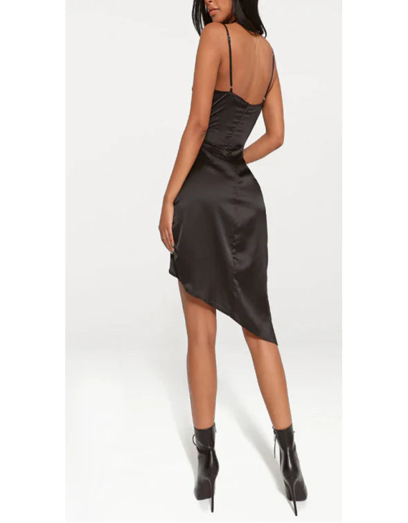 Aimishang Fashion Sheath Spaghetti Straps Satin Cocktail Dresses Simple Homecoming Dress Elegant Birthday Party Dress