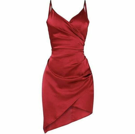 Aimishang Fashion Sheath Spaghetti Straps Satin Cocktail Dresses Simple Homecoming Dress Elegant Birthday Party Dress