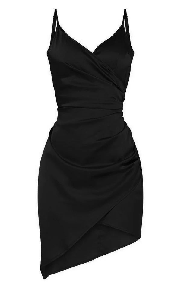 Aimishang Fashion Sheath Spaghetti Straps Satin Cocktail Dresses Simple Homecoming Dress Elegant Birthday Party Dress