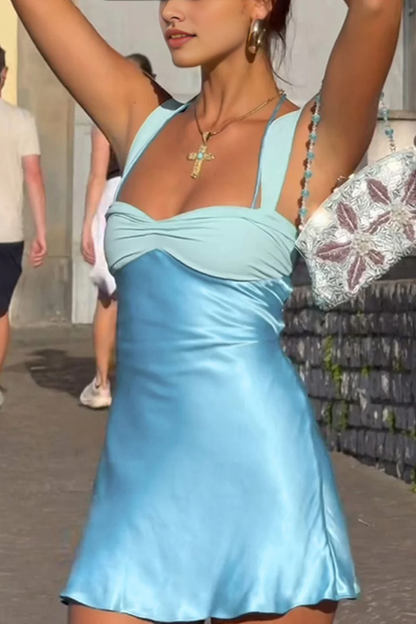 Aimishang Fashion Sheath Halter Straps Sleeveless Homecoming Dress Short Prom Dress Lovely Summer Holiday Mini Dress