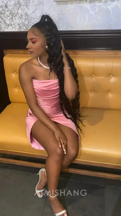 Aimishang Fashion Strapless Homecoming Dress Black Girl Simple Birthday Party Dress Short Graduation Dress