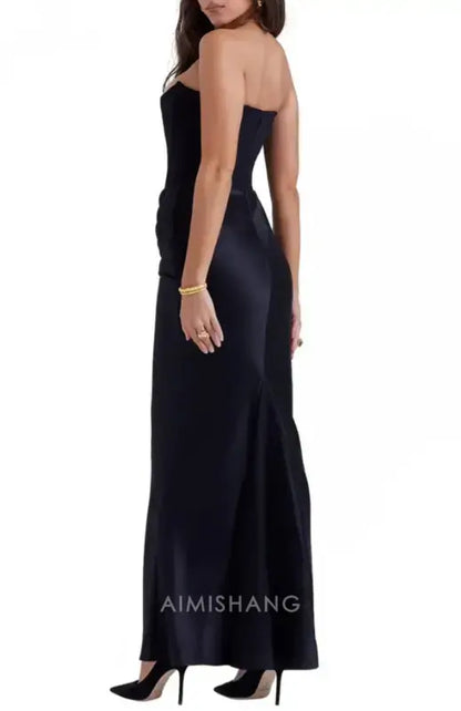 Aimishang Fashion Black Mermaid Strapless Long Prom Dress Chic Party Evening Gowns Elegant Formal Dress