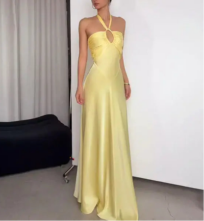 Aimishang Fashion Halter Open Back Sleeveless Party Evening Gown Elegant Long Formal Prom Dress