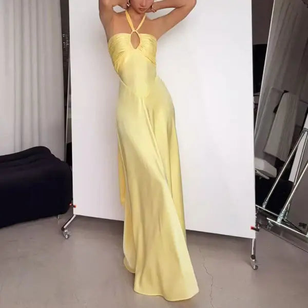 Aimishang Fashion Halter Open Back Sleeveless Party Evening Gown Elegant Long Formal Prom Dress