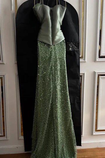 Aimishang Fashion Mermaid Strapless Sleeveless Evening Gown Sexy Long Prom Dress Charming Wedding Guest Party Dress