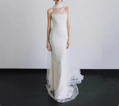 Aimishang Fashion Mermaid Strapless Sleeveless Long Formal Prom Dress Elegant Evening Party Gown Charming Wedding Dress